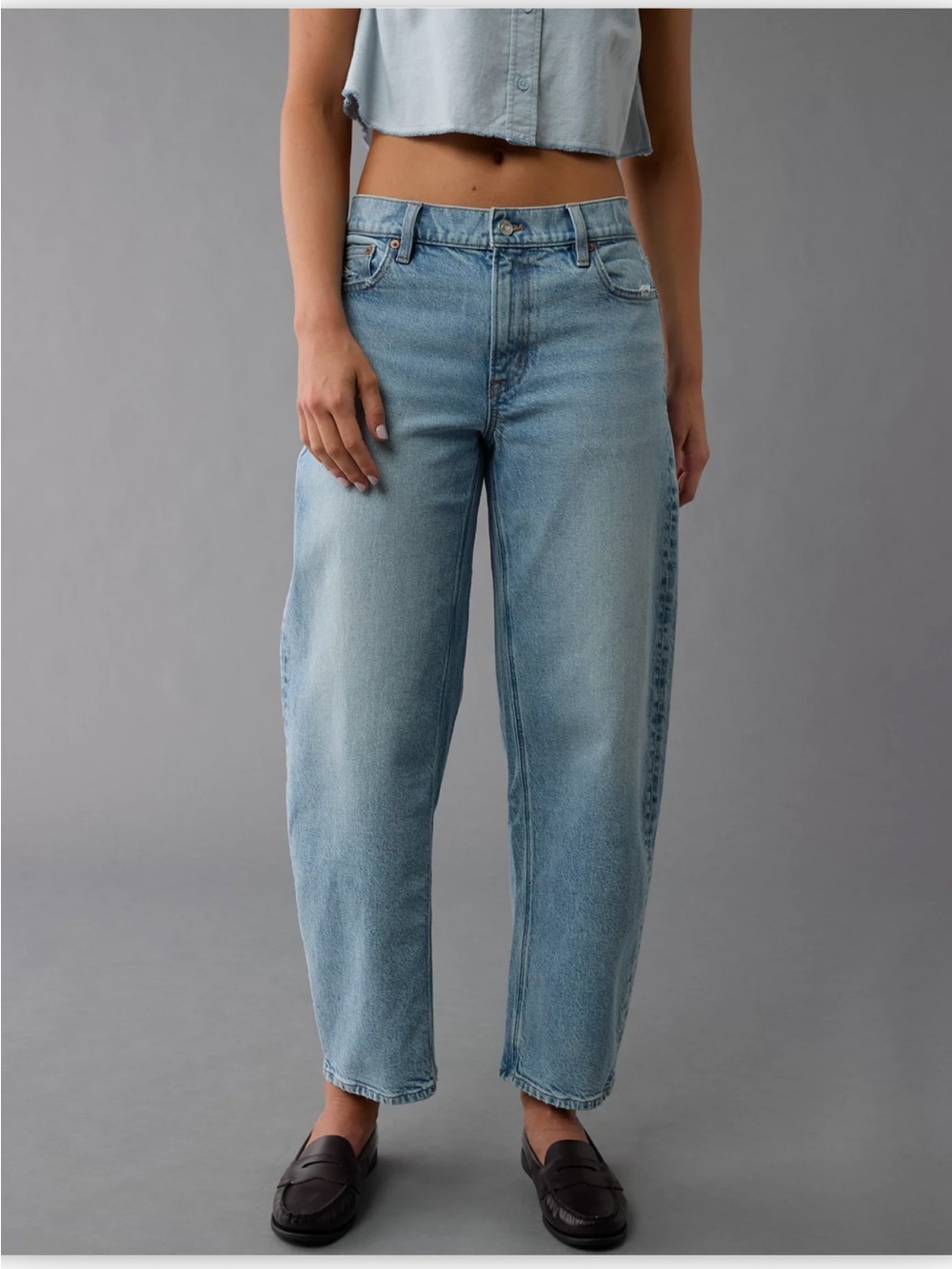 AE Stretch Barrel Jean Size 12 Short Blue NWT
